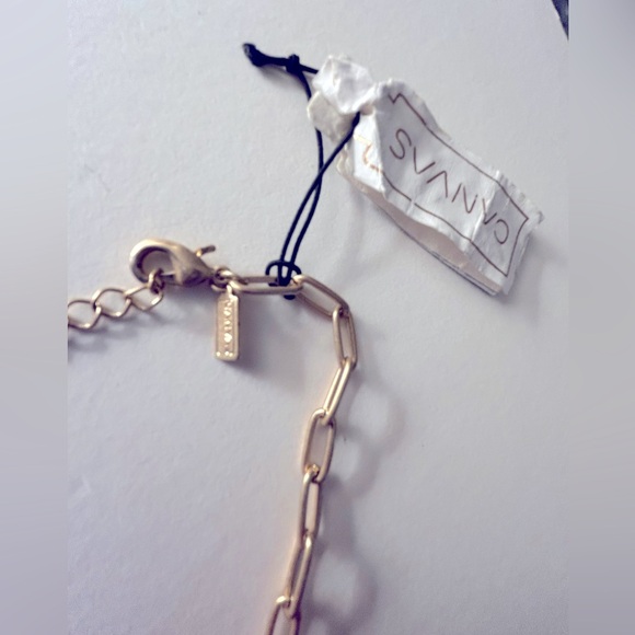 CANVAS NWT necklace Picture Jasper stone Heart matte paperclip  gold chain 18” - Picture 6 of 11